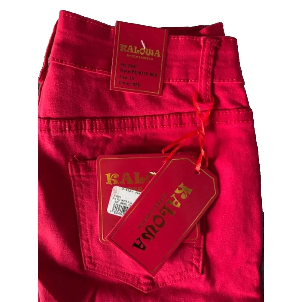 Kalowa Red Premium Collection Hyper stretch Fashion Style Jean Shorts Sz 3X NWT